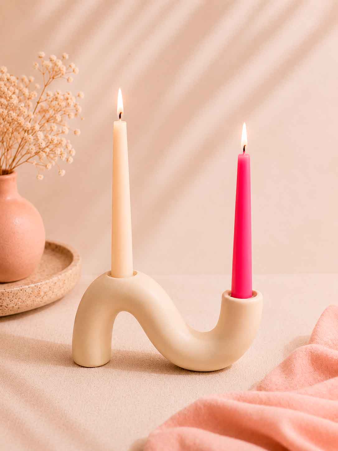 Pack de Velas Cónicas de Soja Rosa & Crema